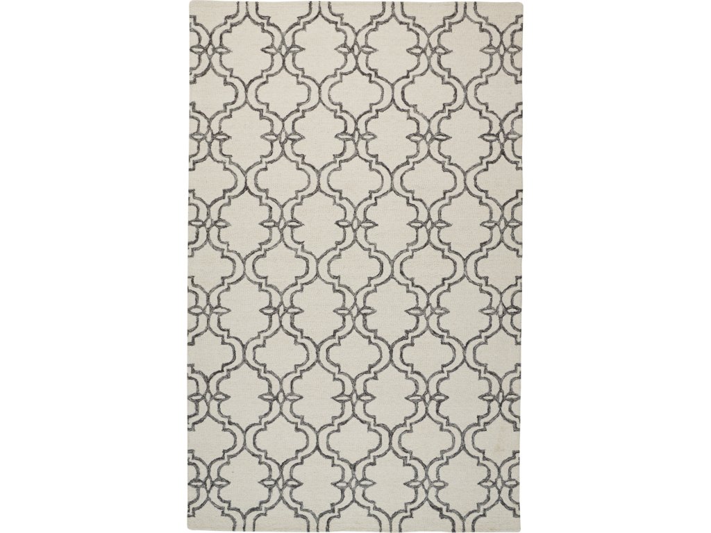 Rhett Transitional Trellis and Lattice, Ivory/Gray/Black, 5' x 8' Area Rug - main image