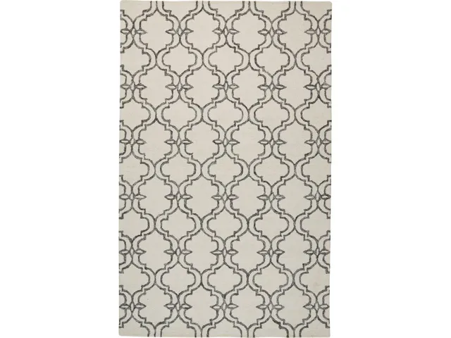Rhett Transitional Trellis and Lattice, Ivory/Gray/Black, 5' x 8' Area Rug