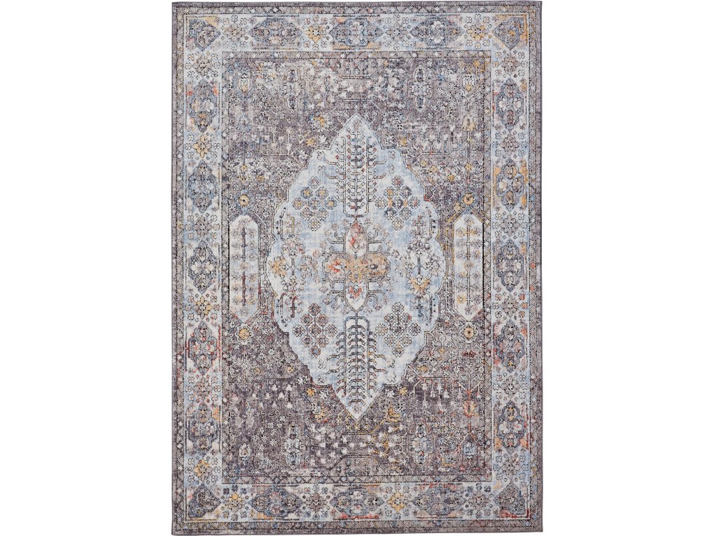 Armant Traditional Medallion, Gray/Blue/Gold, 2' x 3' Accent Rug - main image