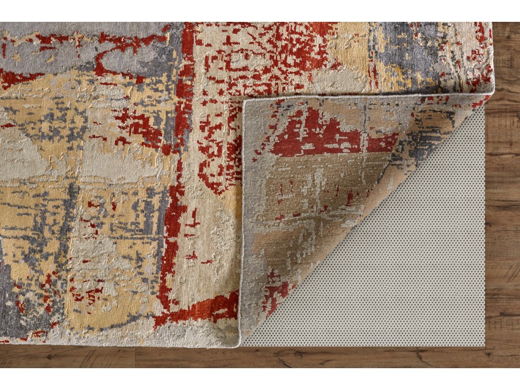 Adira Modern Abstract, Gray/Gold/Red, 7'-9" x 9'-9" Area Rug - image 2