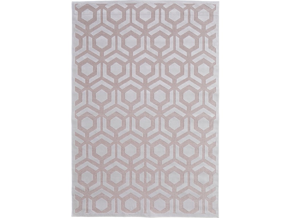 Saphir Mira Modern Geometric, Pink/White, 9'-8" x 12'-7" Area Rug - main image