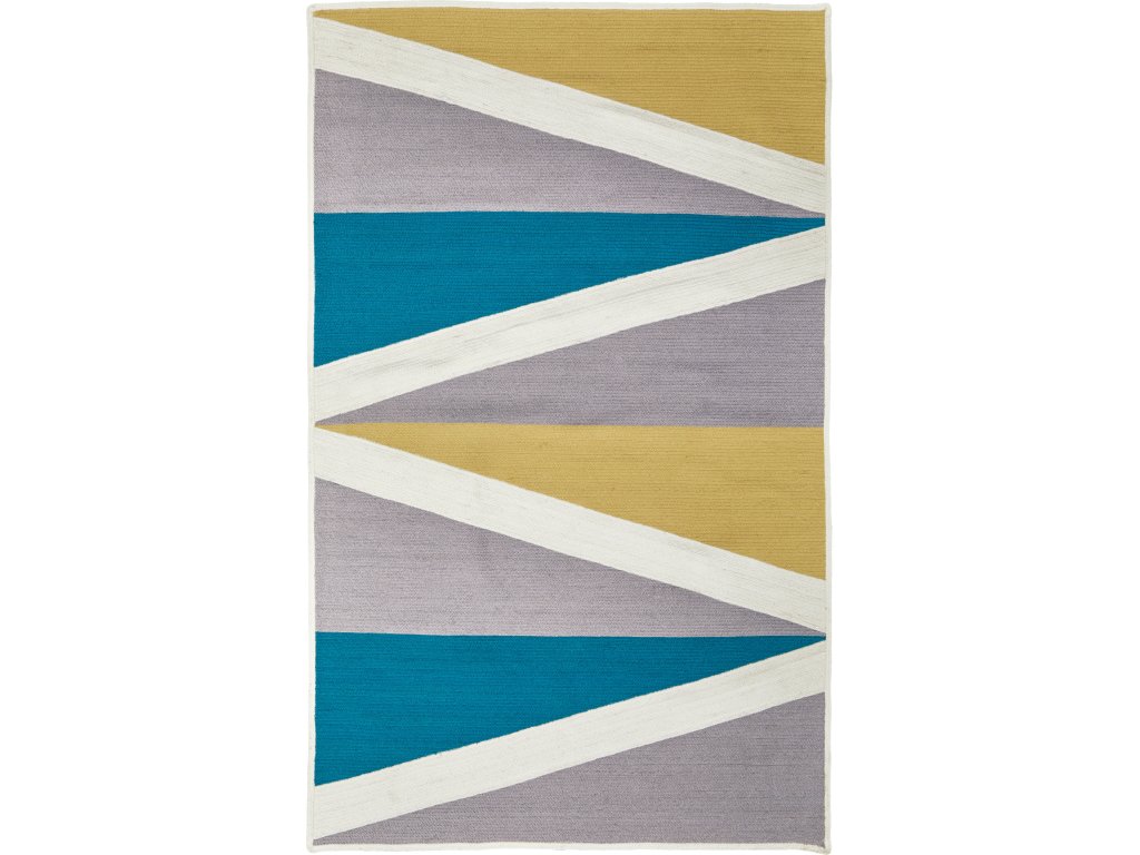Clare Transitional Geometric, Gray/Yellow/Blue, 5' x 8' Area Rug - main image