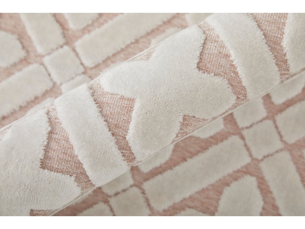 Saphir Mira Modern Geometric, Pink/White, 9'-8" x 12'-7" Area Rug - image 4