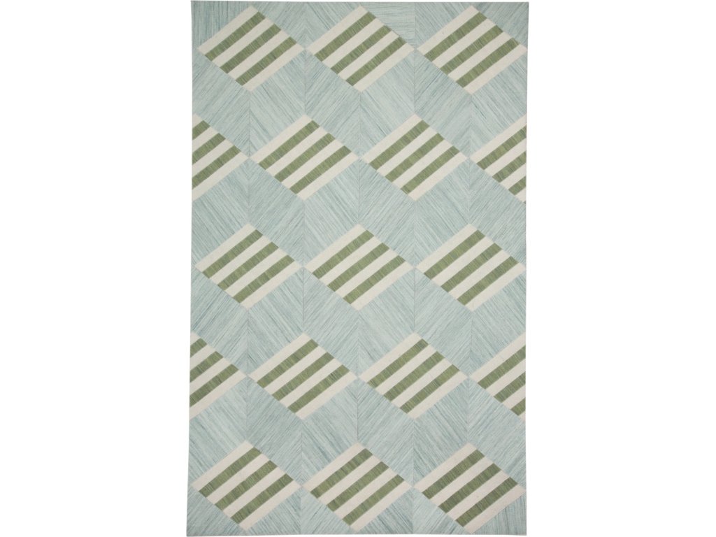 Bermuda II Transitional Geometric, Green/Blue/Ivory, 1'-8" x 2'-10" Accent Rug - main image
