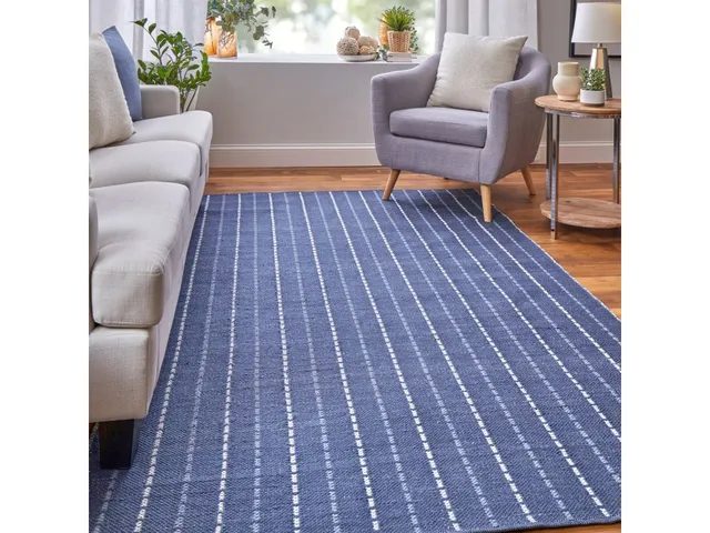 Coastal Layers Transitional Stripes, Blue/White, 9' x 12' Area Rug - Alternative View