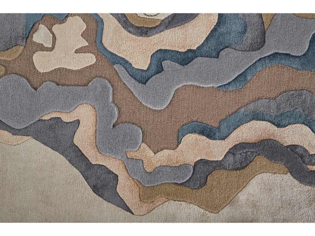 Serrano Transitional Abstract, Tan/Brown/Blue, 2' x 3' Accent Rug - image 6
