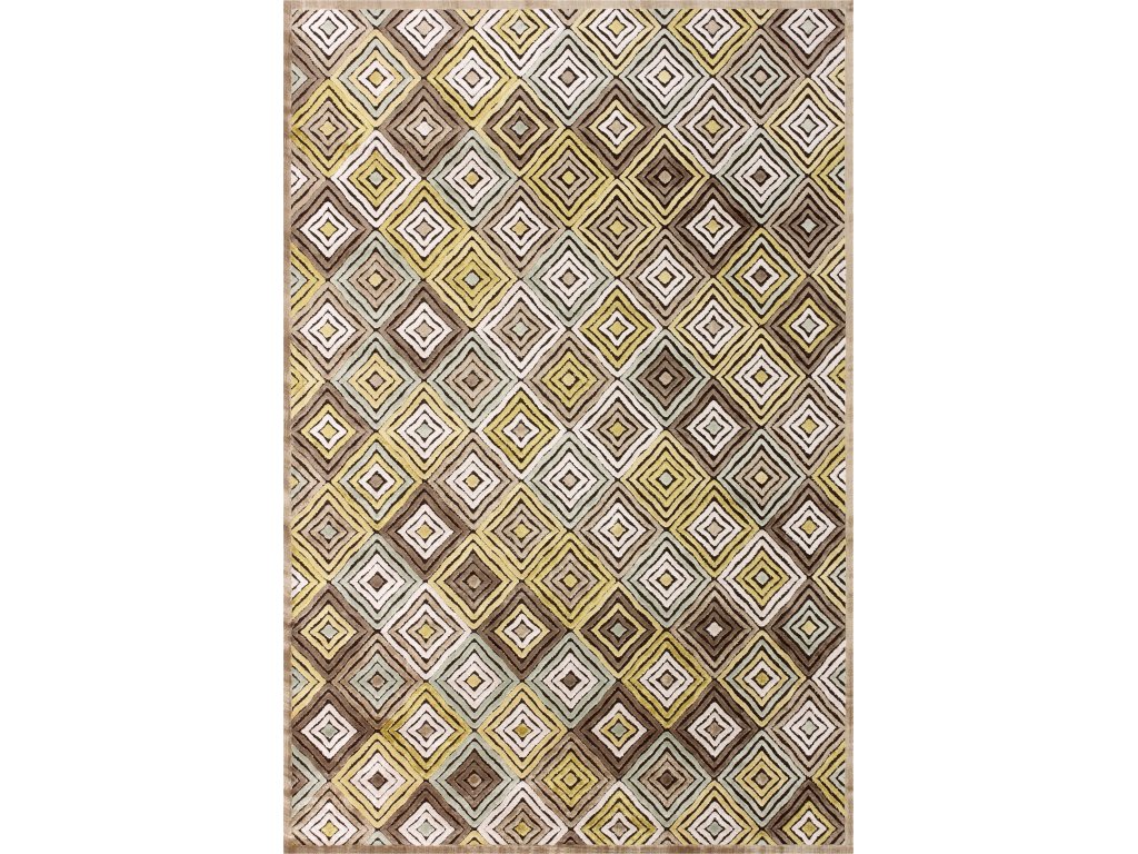 Saphir Mah Modern Geometric, Brown/Tan/Green, 7'-6" x 10'-6" Area Rug - main image