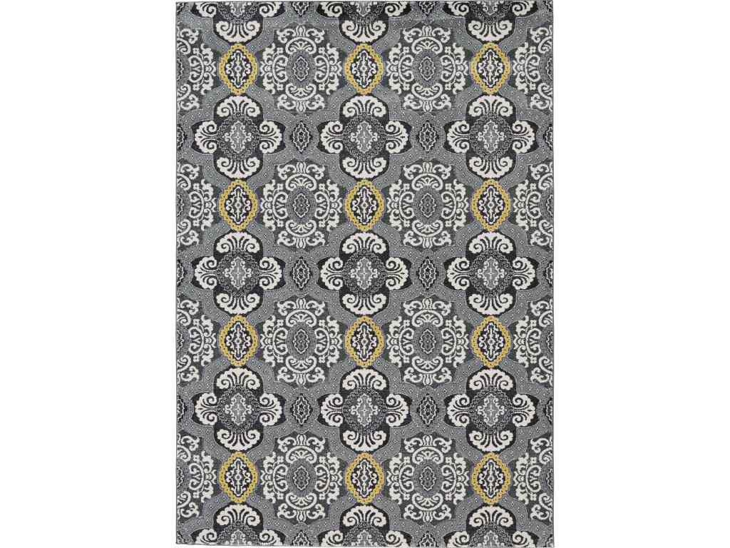 Bleecker Modern Damask, Ivory/Gray/Yellow, 10' x 13'-2" Area Rug - main image