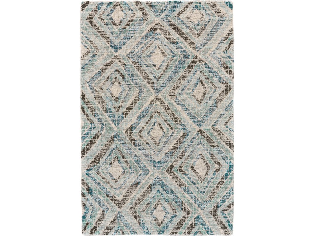 Arazad Transitional Geometric, Blue/Gray/Ivory, 5' x 8' Area Rug - main image