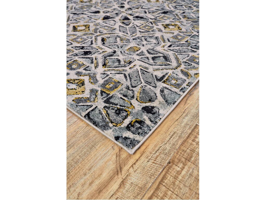 Bleecker Modern Abstract, Gray/Black/Yellow, 10' x 13'-2" Area Rug - image 2