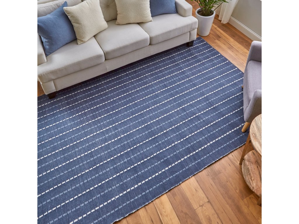 Coastal Layers Transitional Stripes, Blue/White, 9' x 12' Area Rug - image 2