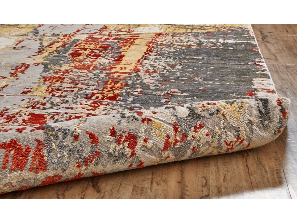 Adira Modern Abstract, Gray/Gold/Red, 7'-9" x 9'-9" Area Rug - image 5