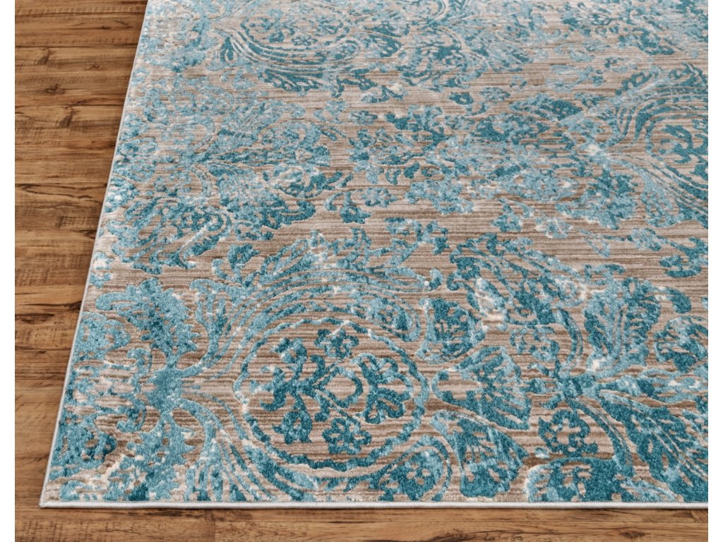 Keats Transitional Distressed, Blue/Taupe/Ivory, 8'-9" x 8'-9" Round Rug - image 6