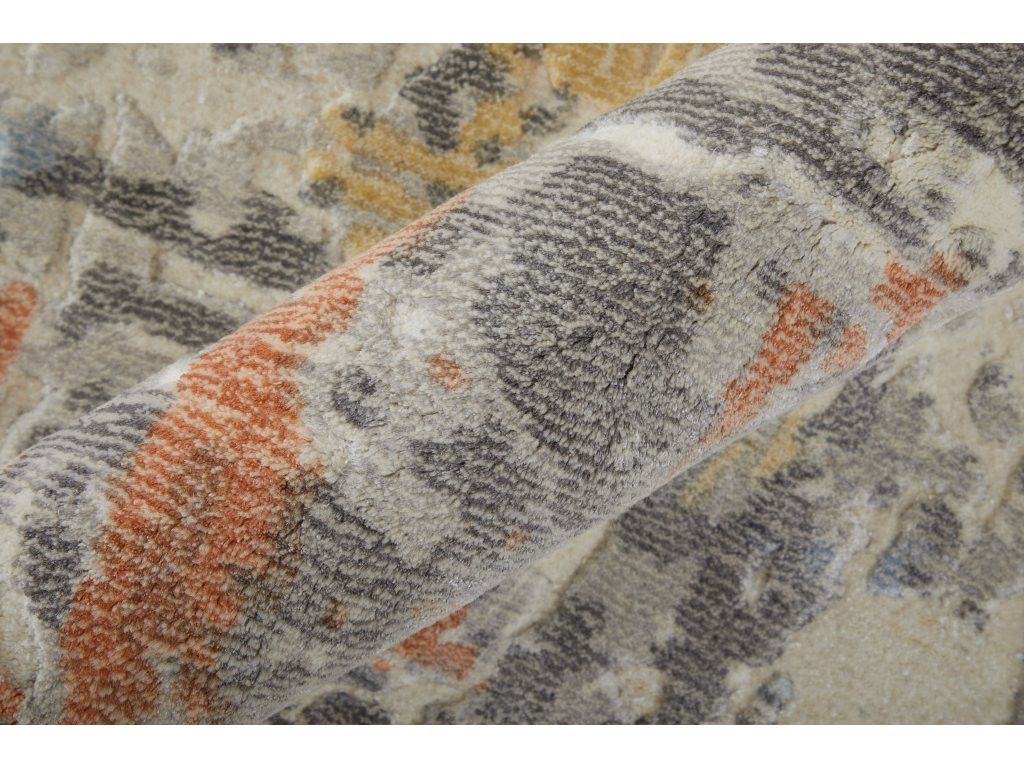 Braden Modern Abstract, Gray/Orange/Tan, 8' x 10' Area Rug - image 3