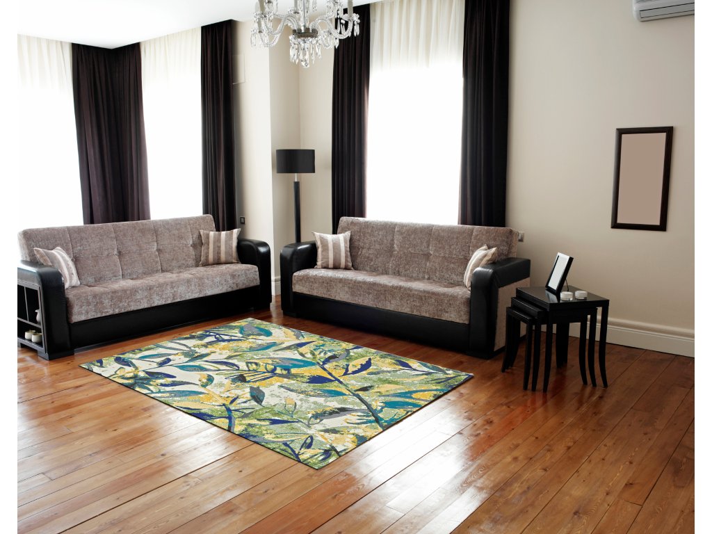 Brixton Modern Floral and Botanical, Green/Blue/Ivory, 10' x 13'-2" Area Rug - image 1