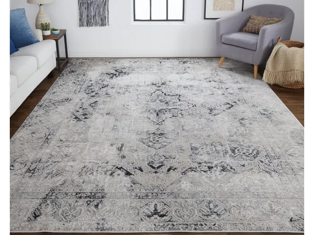 Macklaine Transitional Distressed, Silver, 1'-8" x 2'-10" Accent Rug - Alternative View
