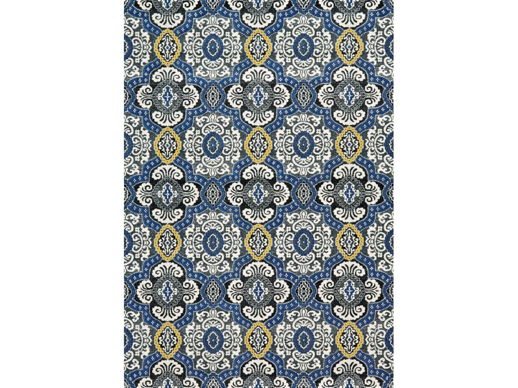 Brixton Modern Damask, Blue/Ivory/Gold, 10' x 13'-2" Area Rug - main image