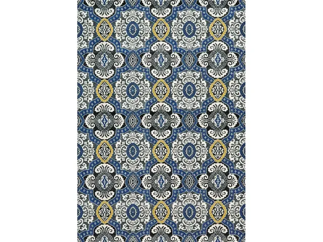 Brixton Modern Damask, Blue/Ivory/Gold, 10' x 13'-2" Area Rug