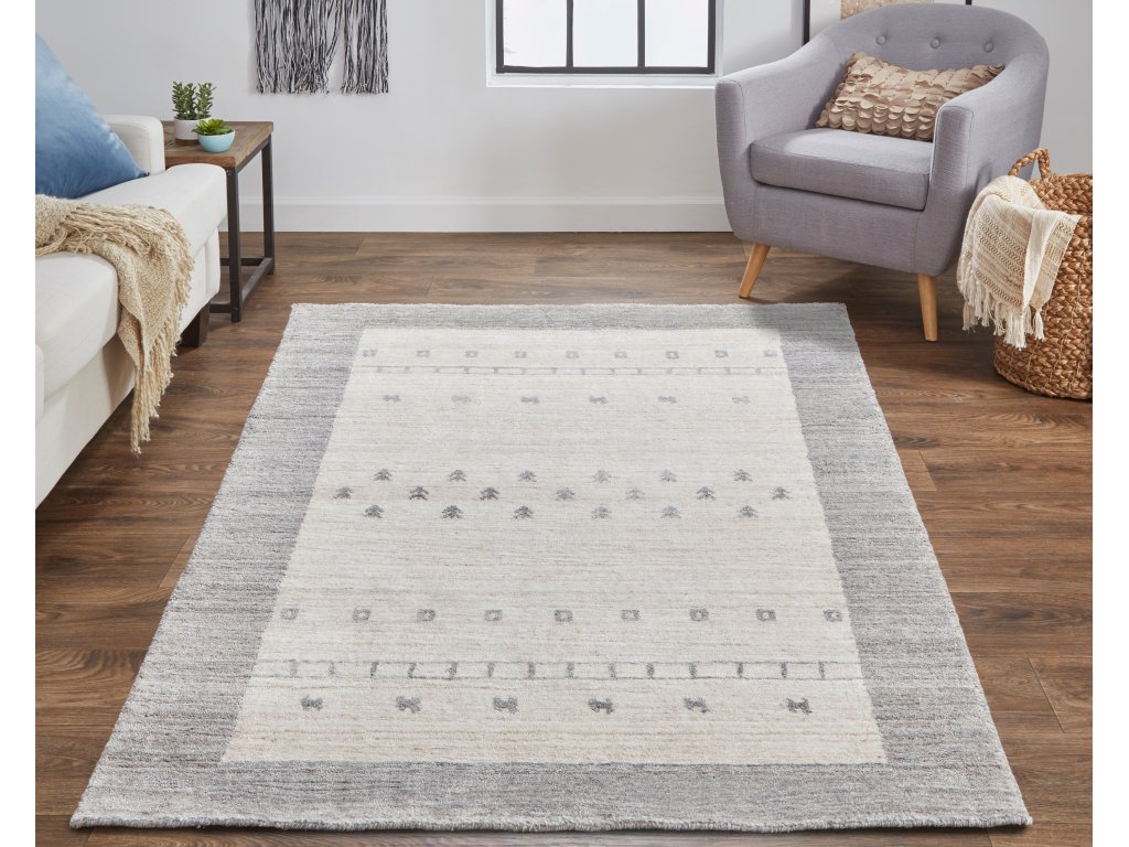 Legacy Transitional Bordered, Ivory/Gray, 2' x 3' Accent Rug - image 1