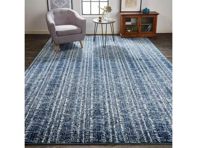 Remmy Transitional Solid, Blue/Ivory, 10' x 13'-2" Area Rug - Alternative View