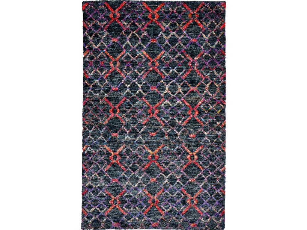 Tortola Transitional Trellis and Lattice, Black/Red/Purple, 7'-9" x 9'-9" Area Rug - main image
