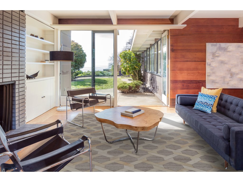 Fannin Transitional Geometric, Taupe/Tan/Ivory, 5' x 8' Area Rug - image 1