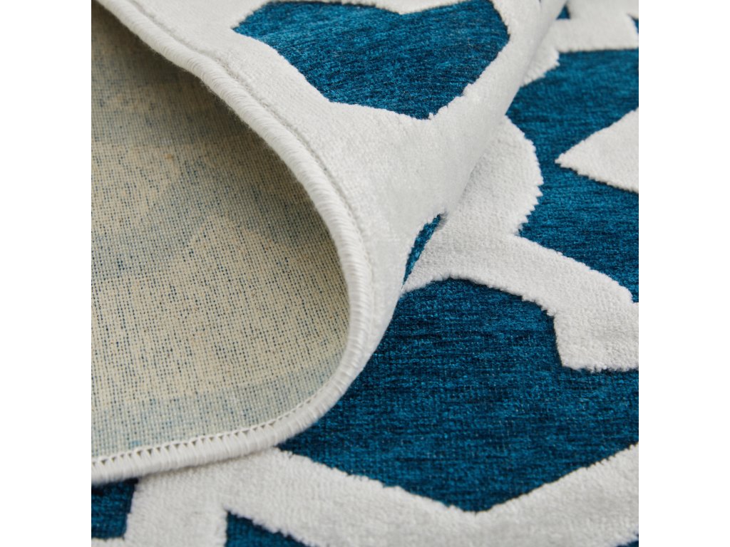 Saphir Mira Modern Geometric, Blue/Green/White, 9'-8" x 12'-7" Area Rug - image 6