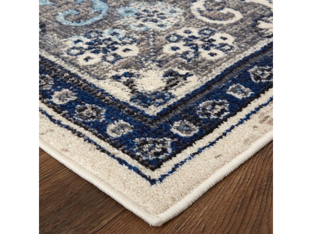 Bellini Transitional Medallion, Gray/Ivory/Blue, 9'-2" x 12'-4" Area Rug - image 2