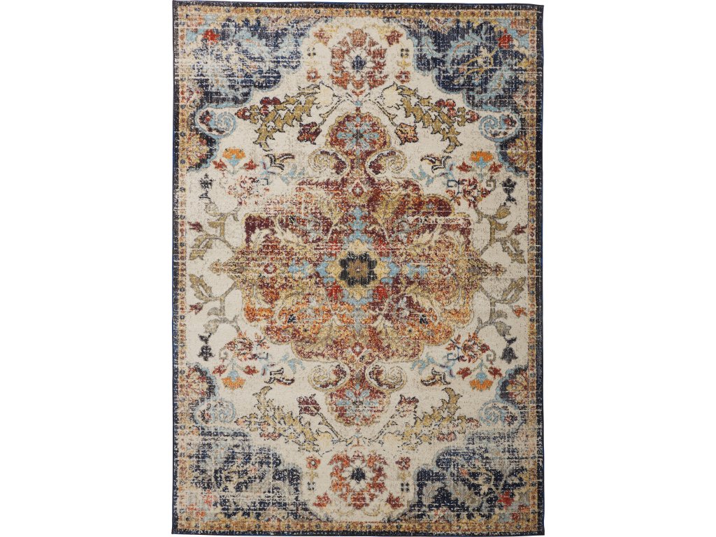 Bellini Transitional Medallion, Ivory/Gold/Blue, 7'-10" x 10'-10" Area Rug - main image
