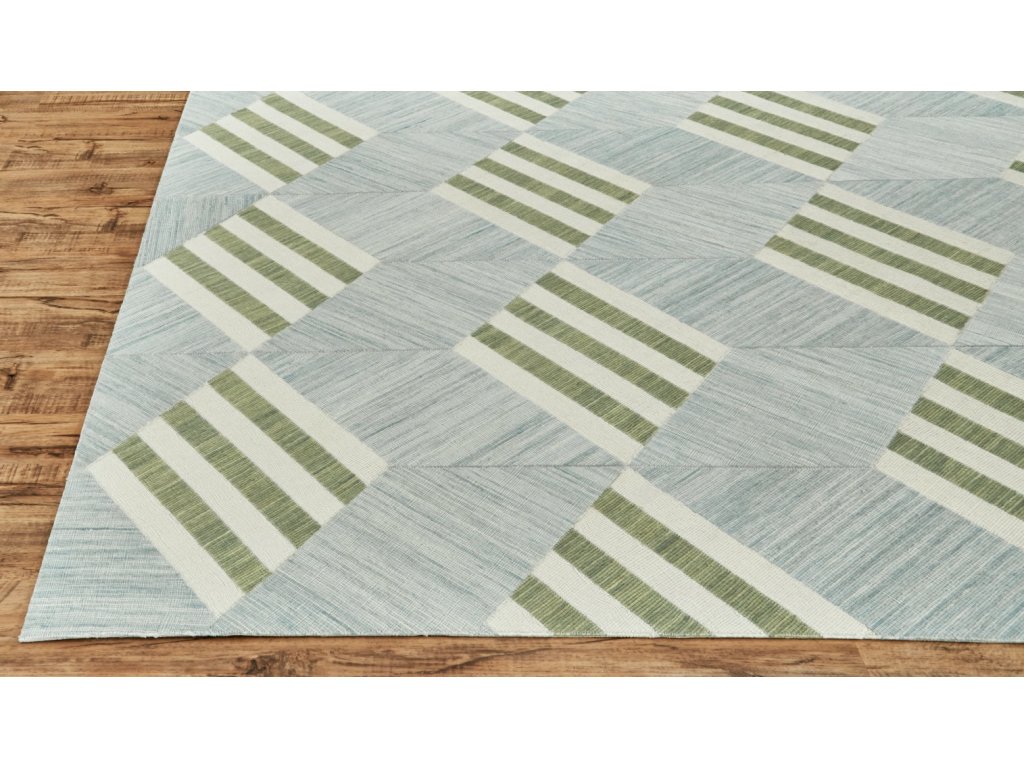 Bermuda II Transitional Geometric, Green/Blue/Ivory, 1'-8" x 2'-10" Accent Rug - image 5