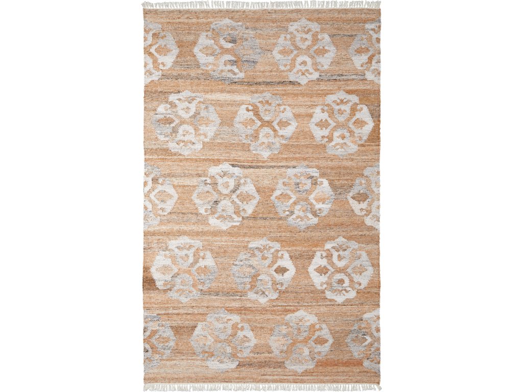Beckett Transitional Damask, Tan/Ivory/Orange, 5' x 8' Area Rug - main image