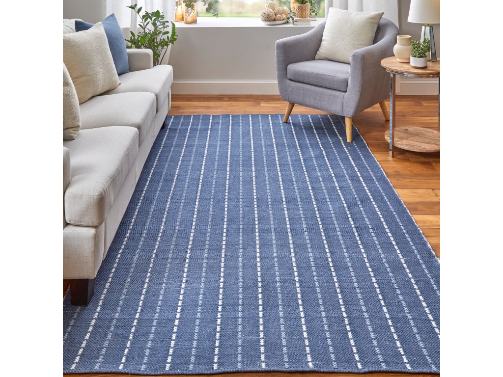 Coastal Layers Transitional Stripes, Blue/White, 9' x 12' Area Rug - image 3