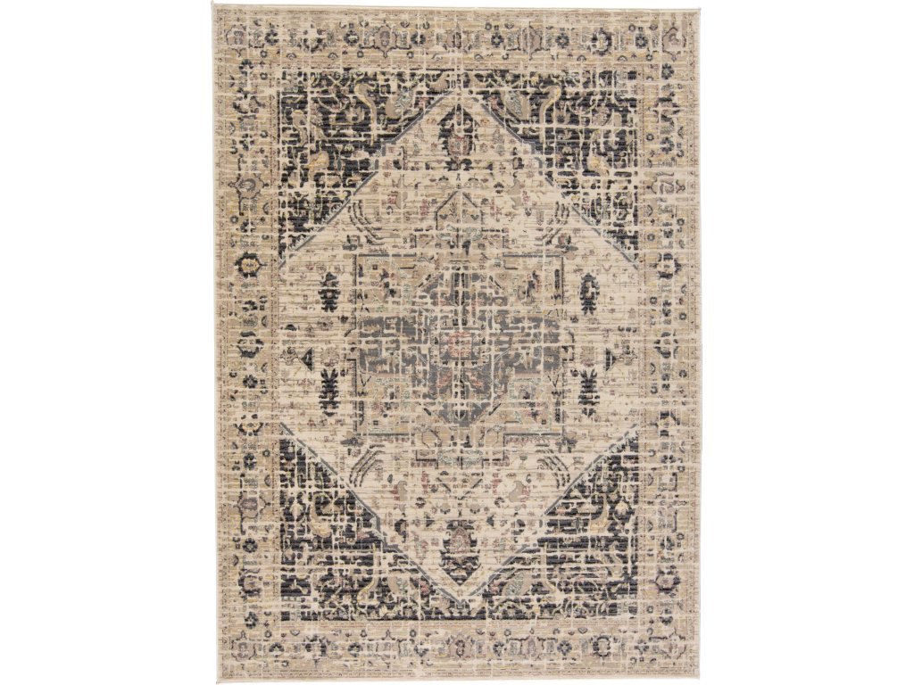 Grayson Transitional Medallion, Tan/Gray/Black, 1'-8" x 2'-8" Accent Rug - main image
