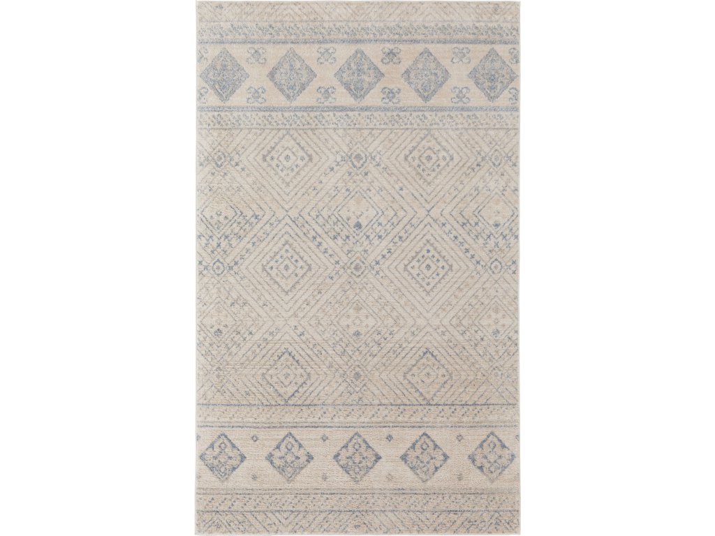 Camellia Transitional Geometric, Ivory/Blue, 4'-3" x 6'-3" Accent Rug - main image