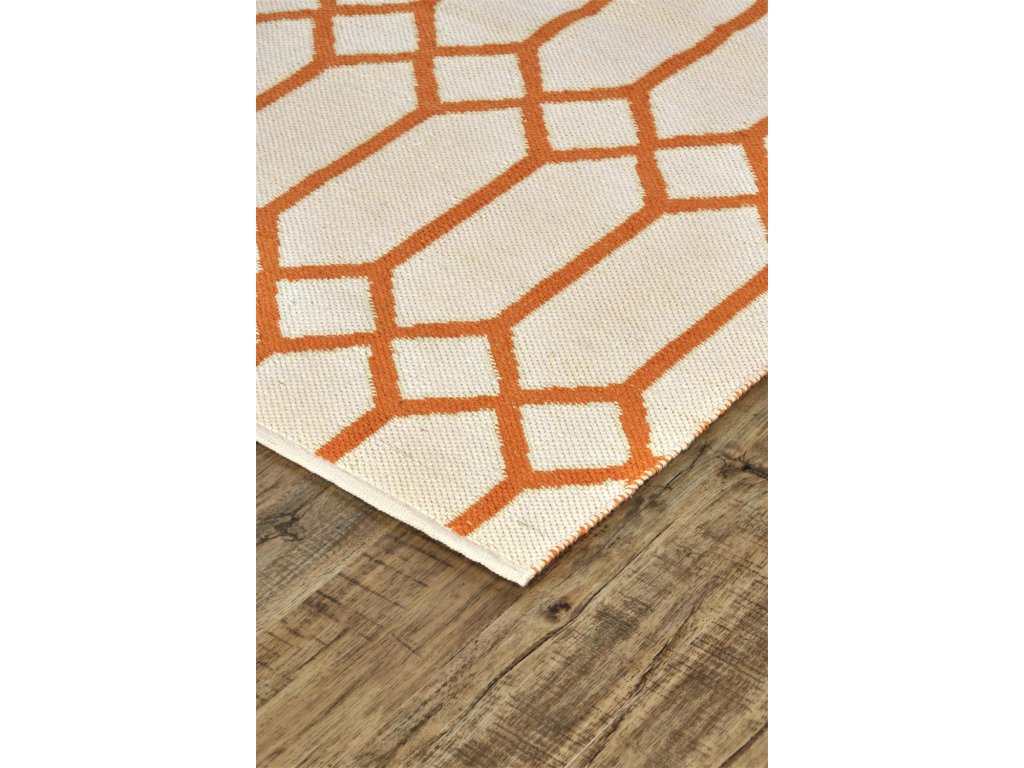 Coastal Layers Transitional Geometric, Ivory/Orange, 5' x 8' Area Rug - image 1