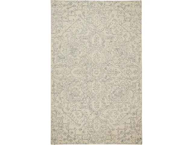 Belfort Transitional Medallion, Ivory/Gray, 2' x 3' Accent Rug