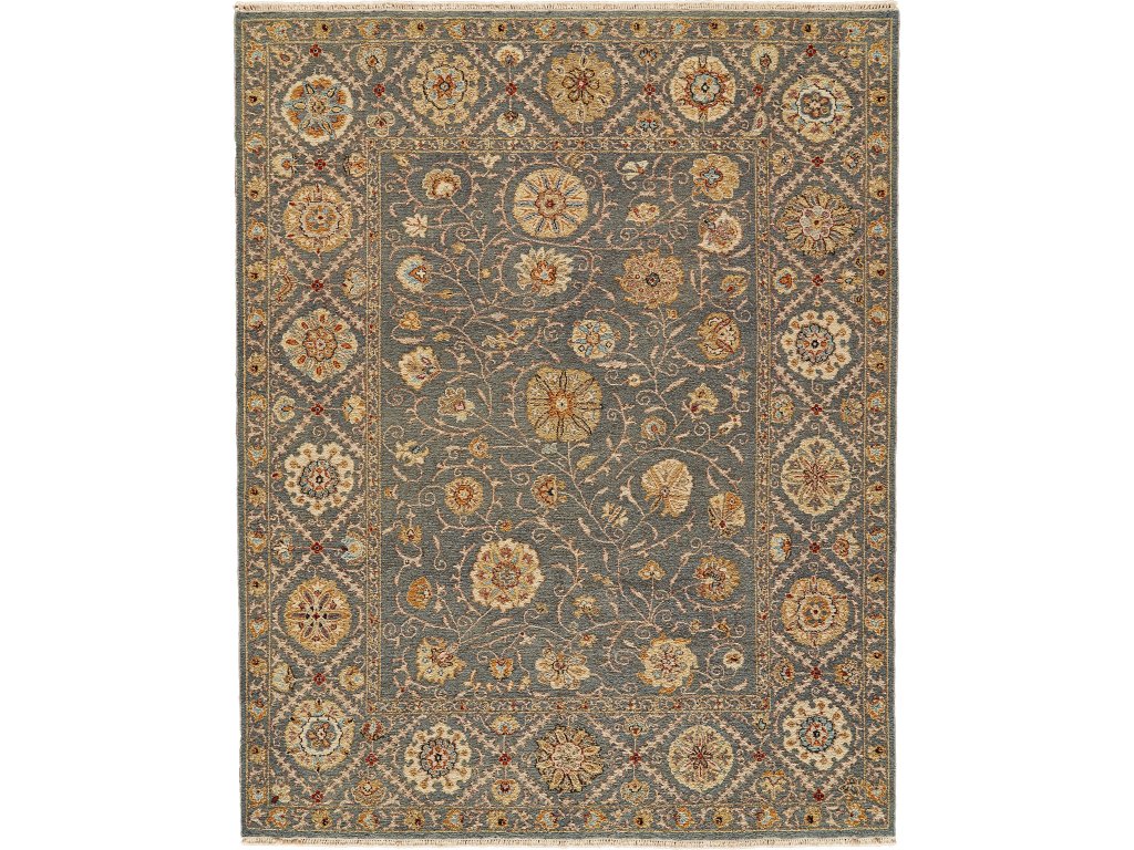 Amherst Traditional Bordered, Blue/Gold/Red, 9'-6" x 13'-6" Area Rug - main image