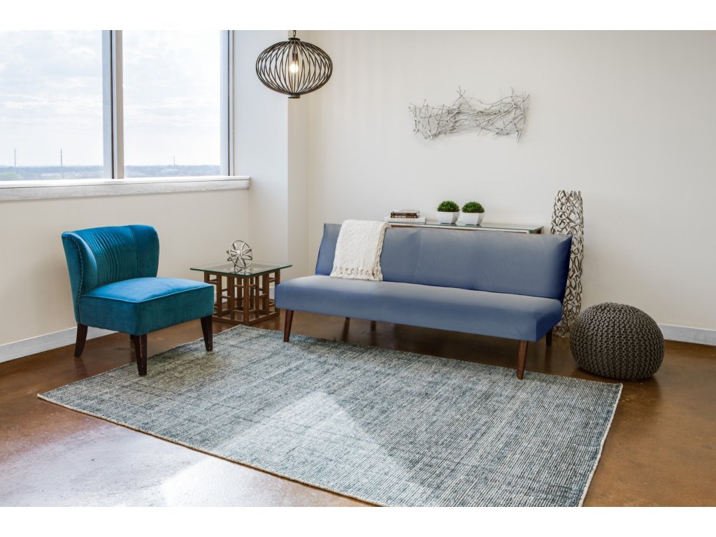 Burke Modern Abstract, Blue/Gray, 9'-6" x 13'-6" Area Rug - image 1
