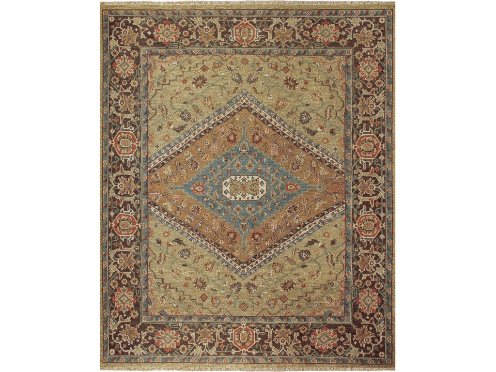 Goshen Traditional Oriental, Brown/Gold/Green, 2' x 3' Accent Rug - main image