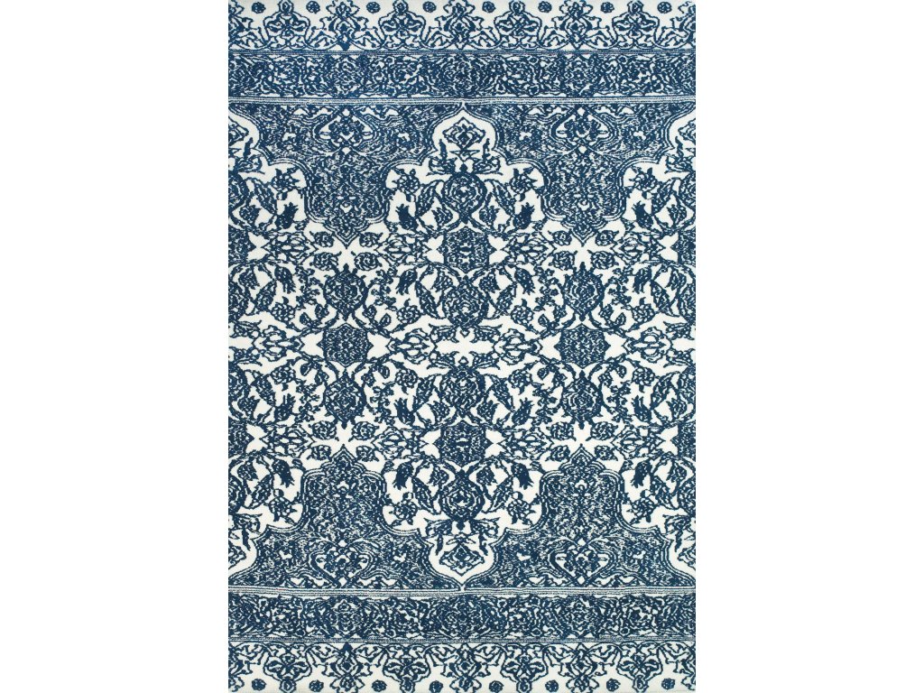 Carina Traditional Trellis and Lattice, Blue/White, 2' x 3' Accent Rug - main image