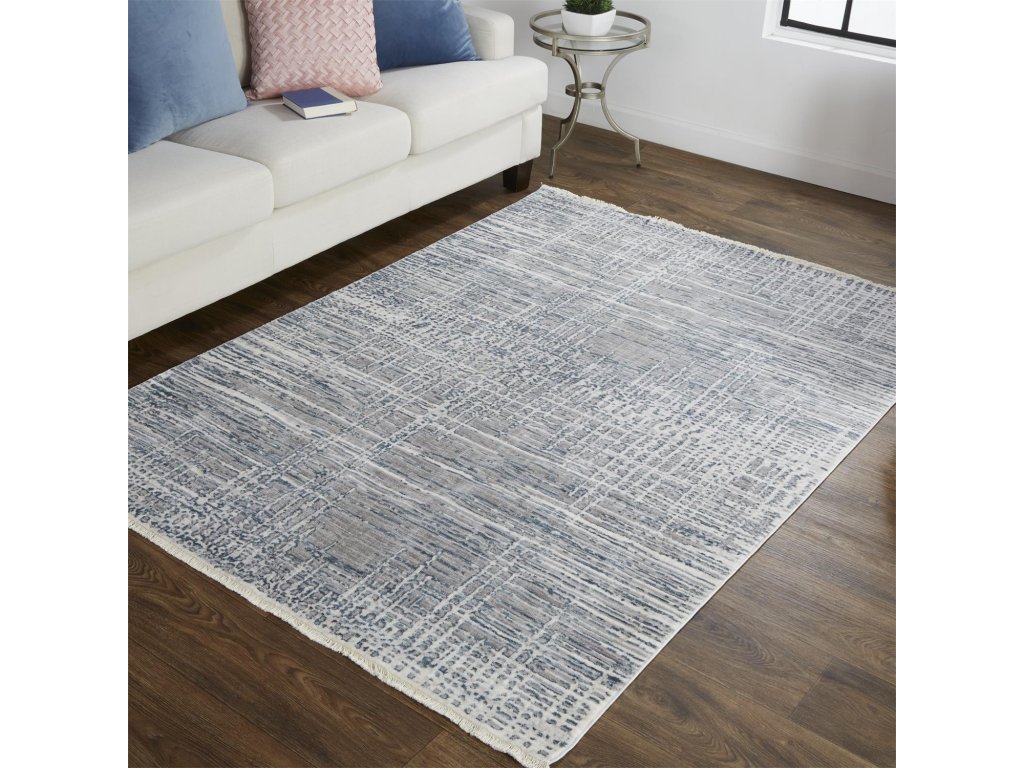 Kyra Transitional Abstract, Gray/Blue, 1'-8" x 2'-10" Accent Rug - image 1