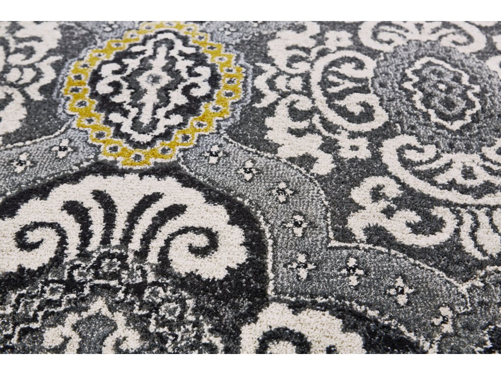 Bleecker Modern Damask, Ivory/Gray/Yellow, 10' x 13'-2" Area Rug - image 3