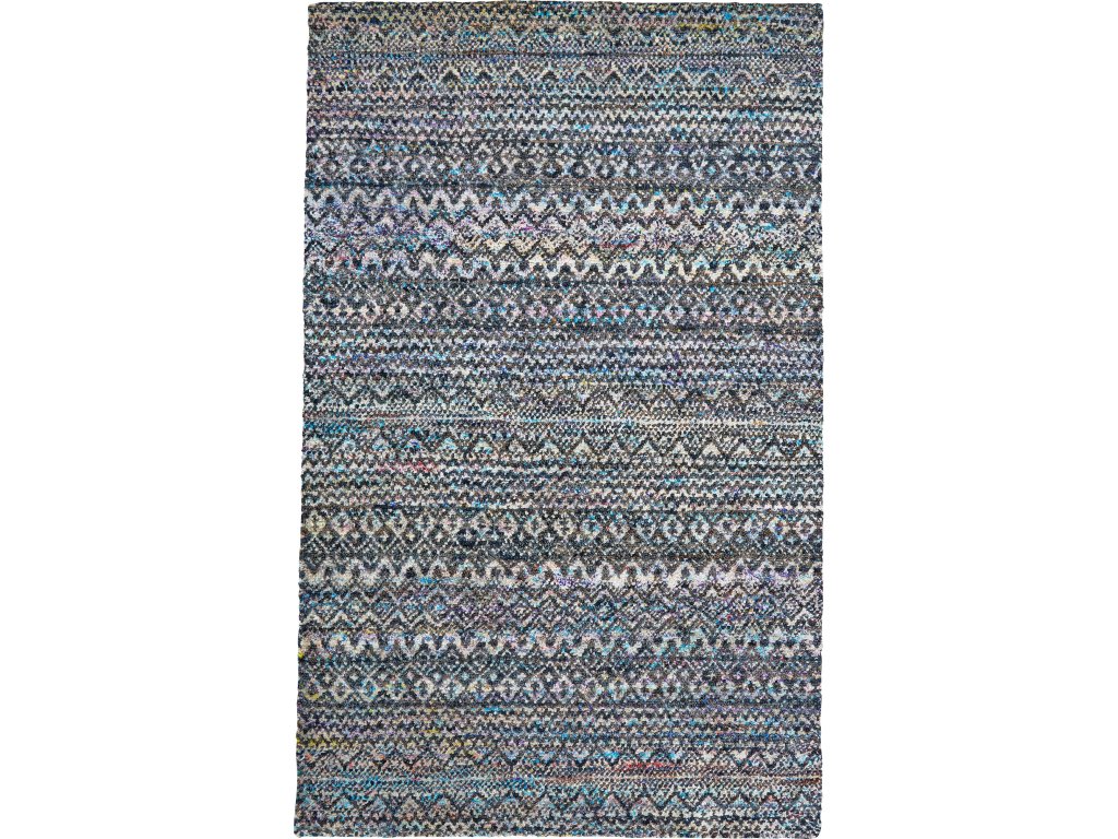 Tortola Transitional Diamond, Black/White/Blue, 8'-6" x 11'-6" Area Rug - main image