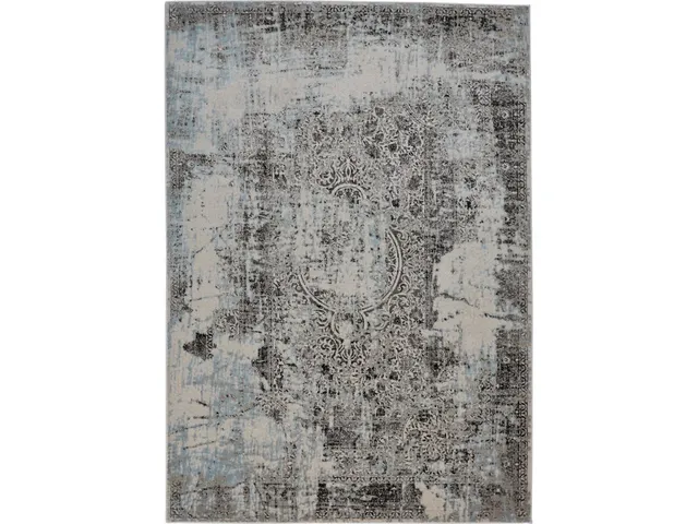 Prasad Modern Distressed, Gray/Blue/Ivory, 1'-8" x 2'-10" Accent Rug