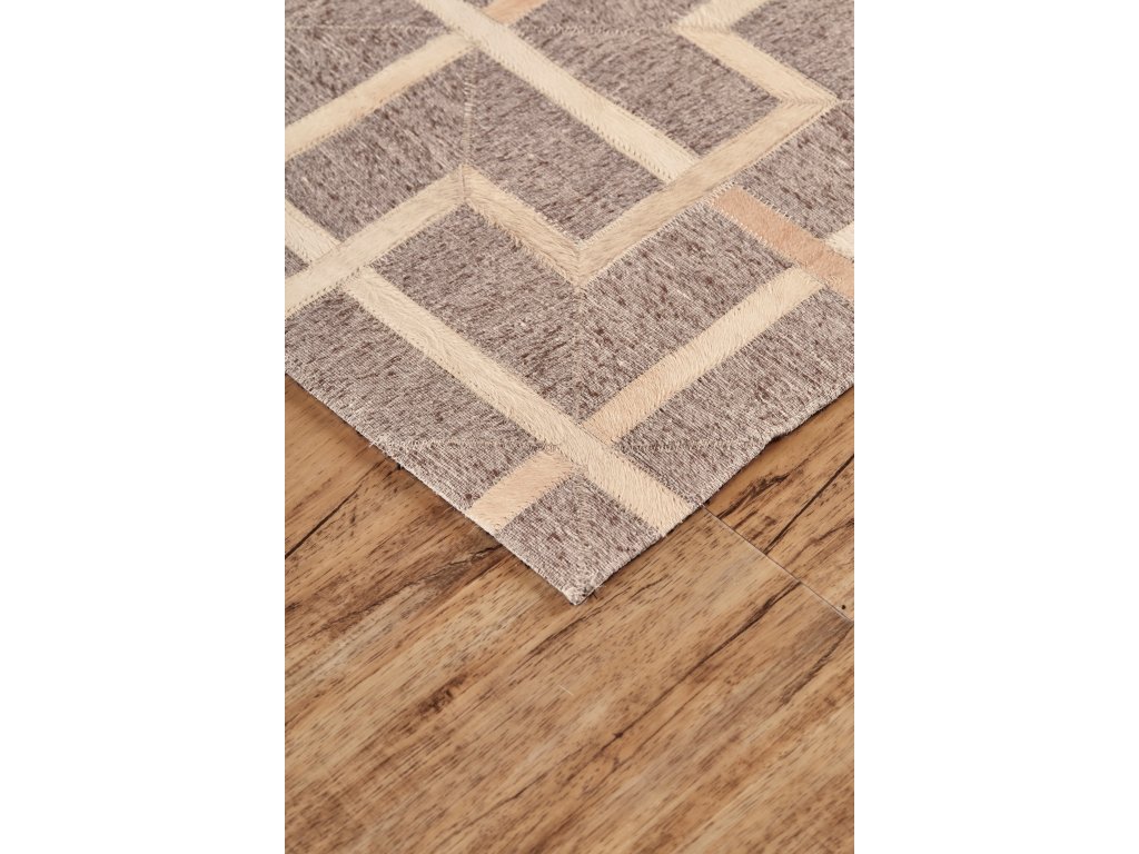 Fannin Transitional Geometric, Brown/Tan/Ivory, 5' x 8' Area Rug - image 1
