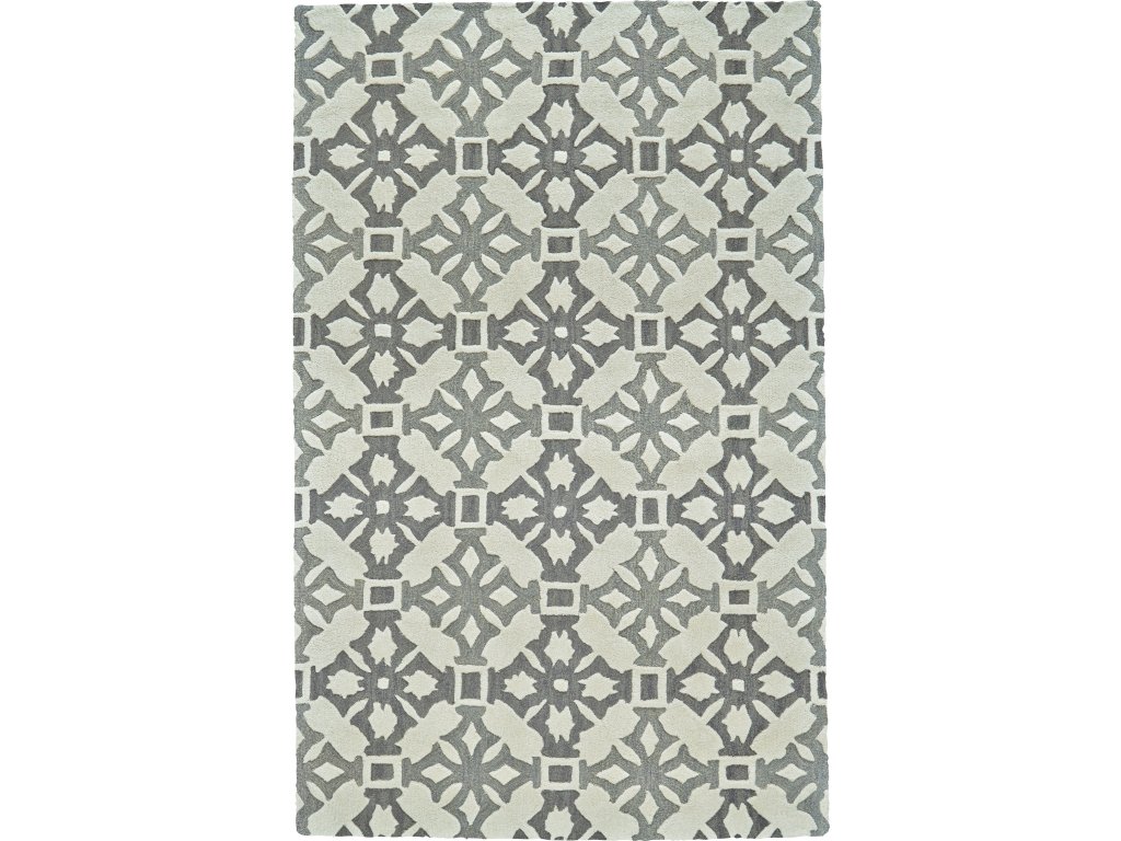 Ella Transitional Geometric, Gray/Ivory, 5' x 8' Area Rug - main image