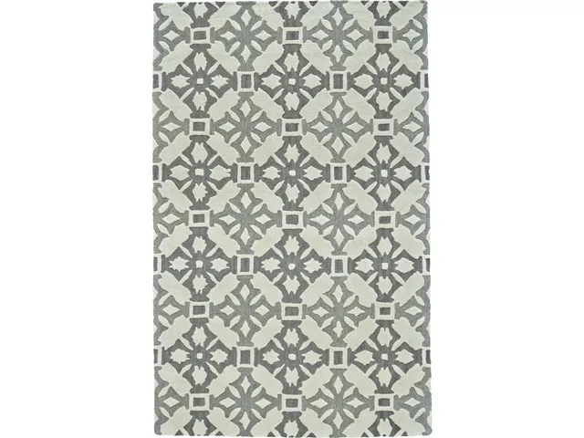 Ella Transitional Geometric, Gray/Ivory, 5' x 8' Area Rug