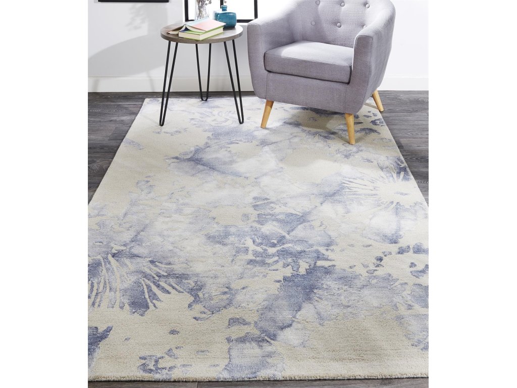 Lorrain Modern Abstract, Ivory/Gray/Blue, 2' x 3' Accent Rug - image 2