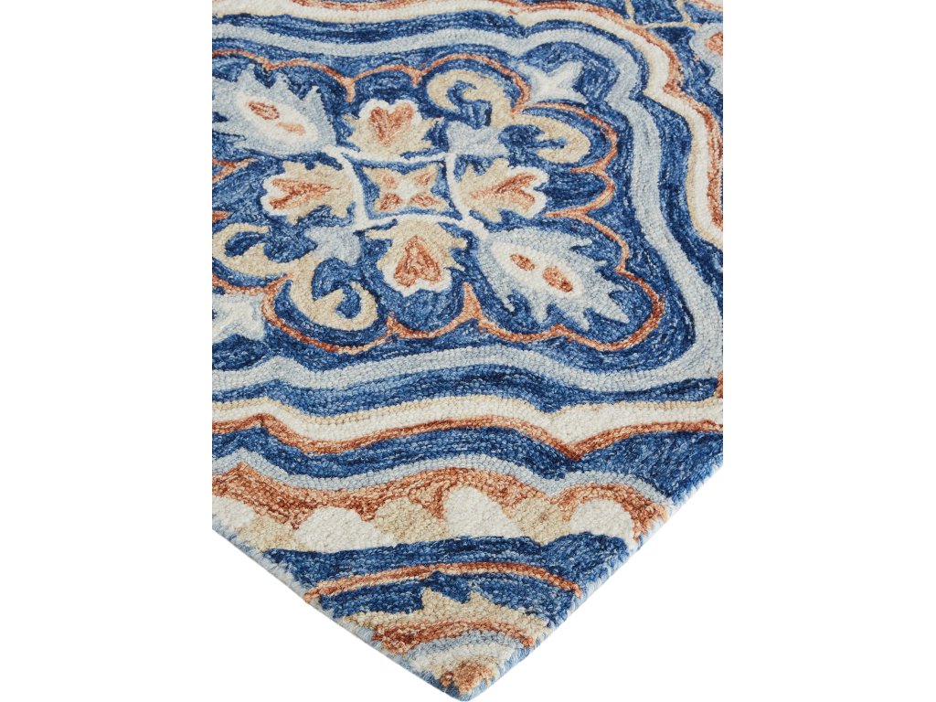 Rhett Transitional Medallion, Blue/Orange/Ivory, 5' x 8' Area Rug - image 2