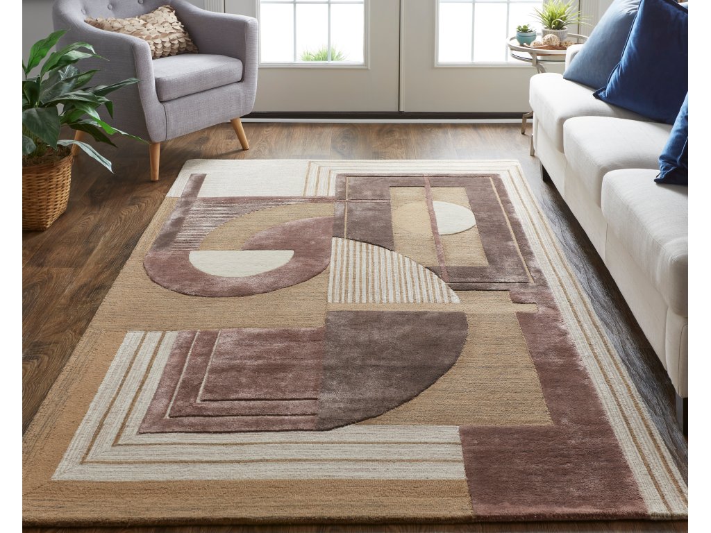 Nash Modern Geometric, Brown/Tan/Taupe, 5' x 8' Area Rug - image 1